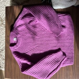 a new day Purple Crew Neck Sweater with Ribbed Knit and Relaxed Fit